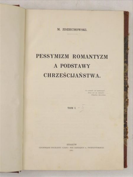 Pessymizm romantyzm a podstawy chrześcijaństwa, 1914 r.