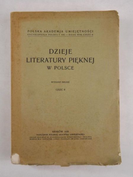 Dzieje literatury pięknej w Polsce, Cz. 2, 1936 r.
