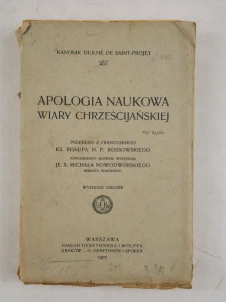 de - Apologia naukowa wiary chrześcijańskiej, 1907 r.