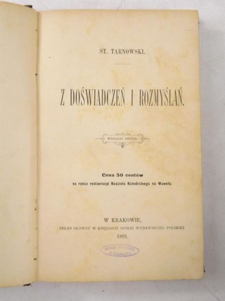Z doświadczeń i rozmyślań, 1891 r.