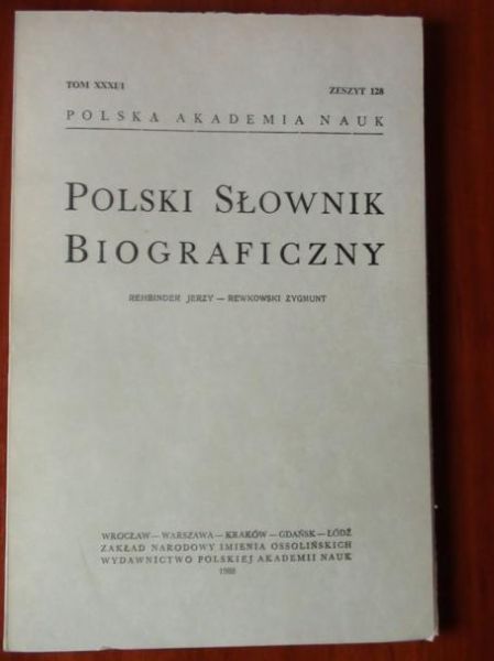 Polski Słownik Biograficzny Tom XXXI/1 Zeszyt 128