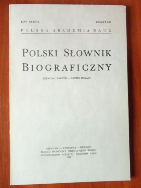 Polski Słownik Biograficzny Tom XXXIV/2 Zeszyt 141