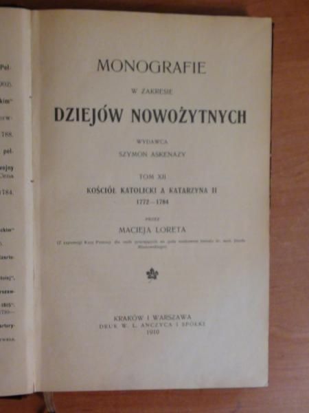 Monografia w zakresie dziejów nowożytnych Tom XII 1910 r.