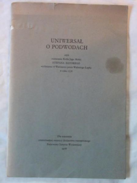 Uniwersał o podwodach Reprint z 1578 r.