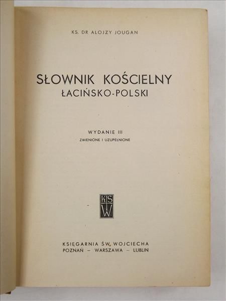 Jougan Alojzy - Słownik kościelny łacińsko-polski