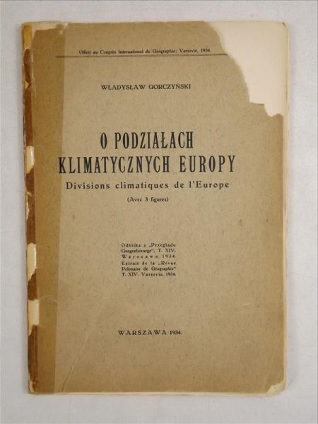 O podziałach klimatycznych Europy, 1934 r.