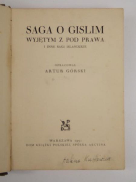 Saga o Gislim wyjętym z pod prawa i inne sagi islandzkie, 1931 r.