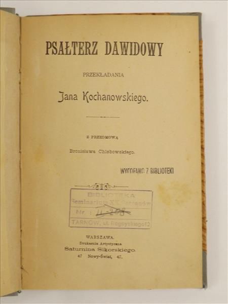 Psałterz Dawidowy. Przekładania a ego, 1897 r.