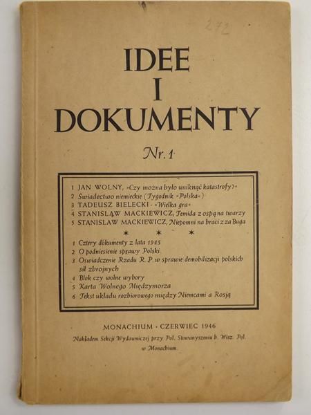 Idee i dokumenty, nr 1, czerwiec 1946
