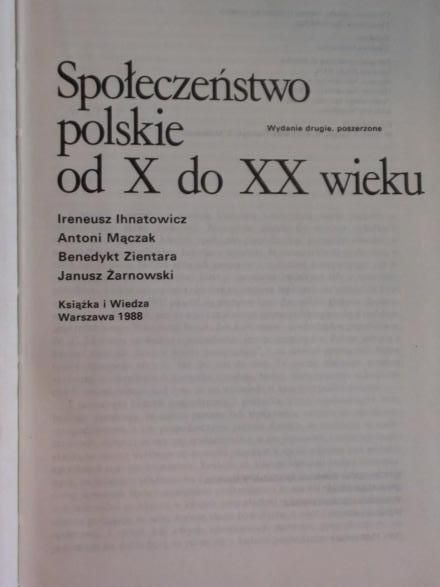 Społeczeństwo polskie od X do XX wieku