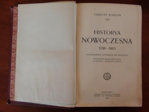 Korzon Tadeusz  -  Historya nowoczesna 1788-1805, 1906