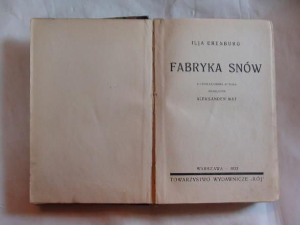 Erenburg Ilja  -  Fabryka snów, 1933