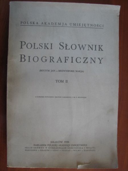 Polski Słownik Biograficzny, tom II, 1936