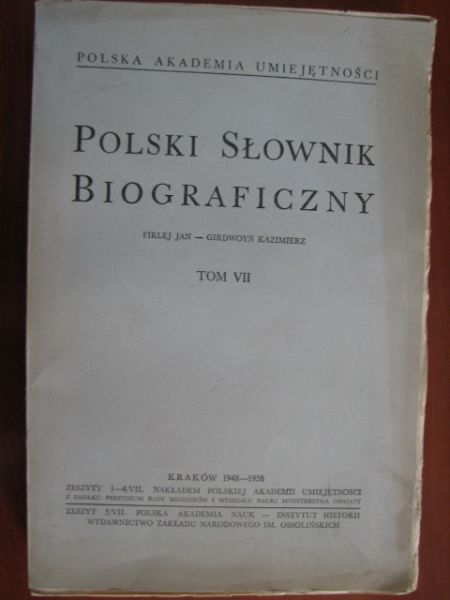 Polski Słownik Biograficzny, tom VII, 1948-1958
