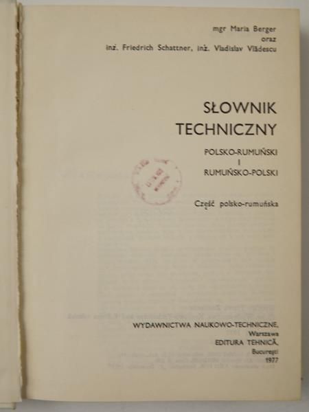 Słownik techniczny polsko-rumuński i rumuńsko-polski