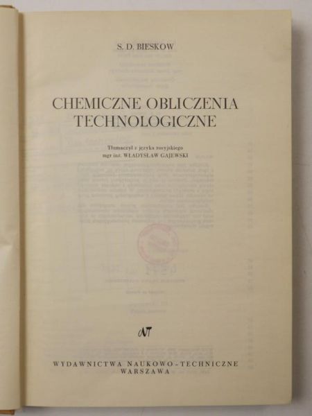 Bieskow S. D. - Chemiczne obliczenia technologiczne