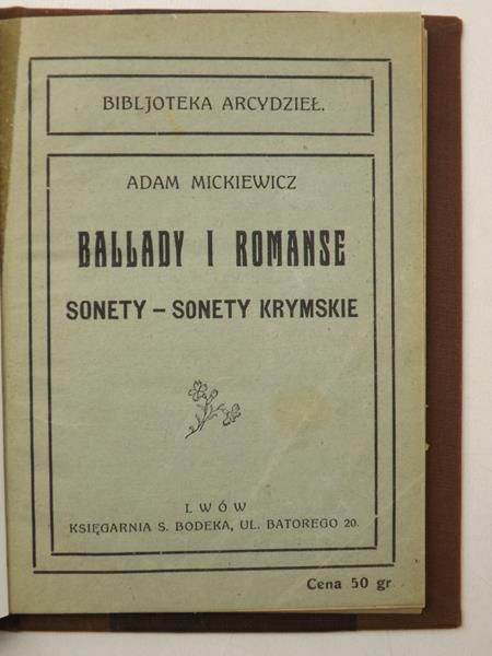Mickiewicz Adam - Ballady i romanse, ok. 1930 r.