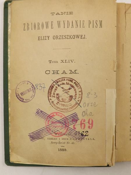 Zbiorowe wydanie pism Elizy Orzeszkowej, tom XLIV, książka z 1889r.