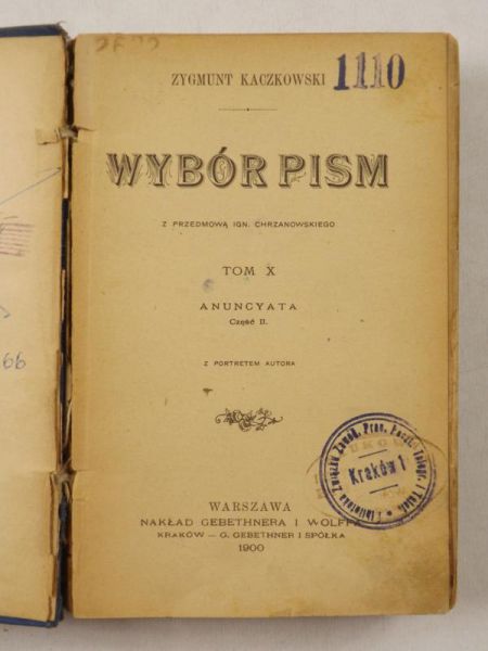 Wybór pism, Tom X, 1900 r.