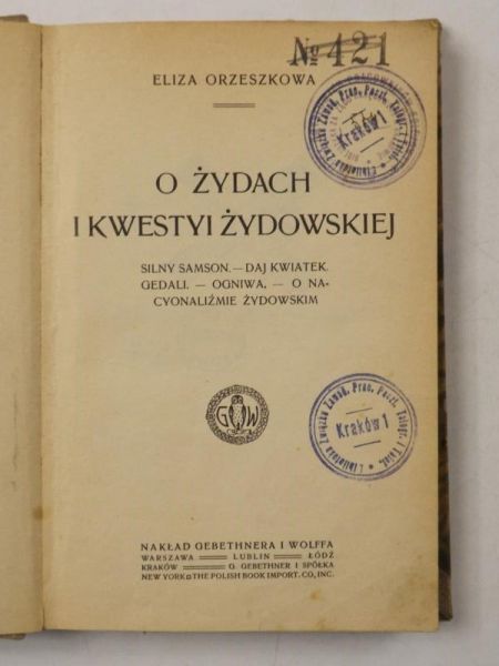 O Żydach i kwestii żydowskiej, 1913 r.