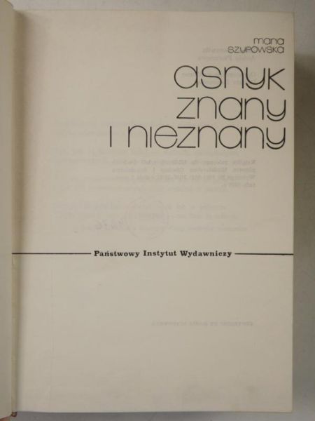 Szypowska Maria - Asnyk znany i nieznany