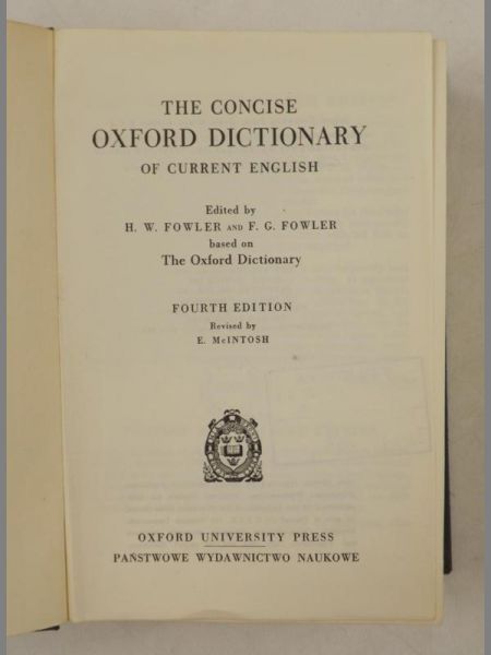 The Concise Oxford Dictionary of Current English