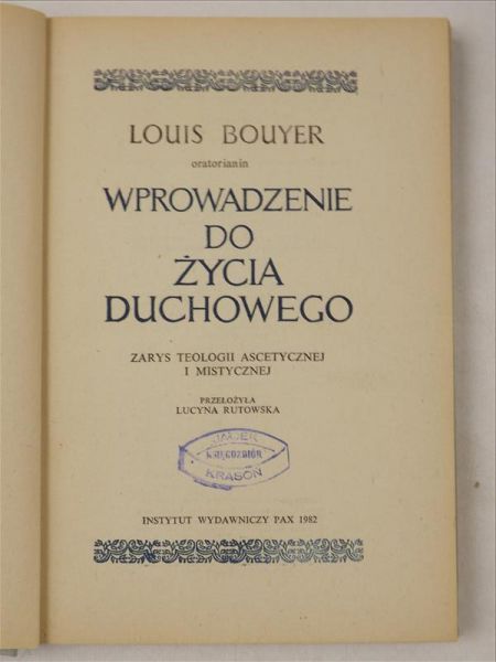 Bouyer Louis - Wprowadzenie do życia duchowego