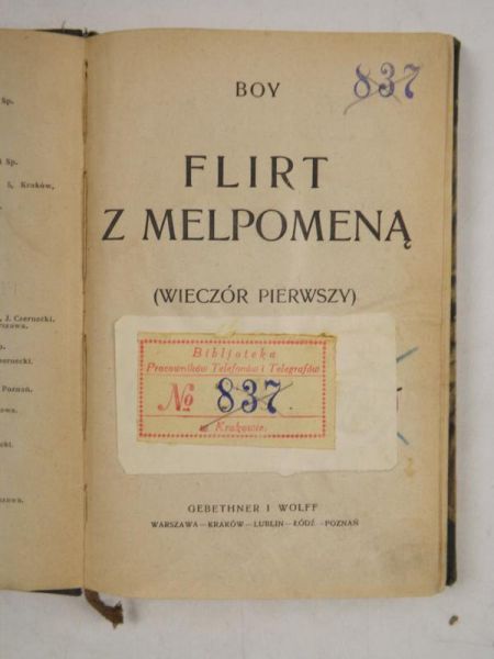 Boy-Żeliński Tadeusz  - Flirt z Melpomeną, 1920 r.