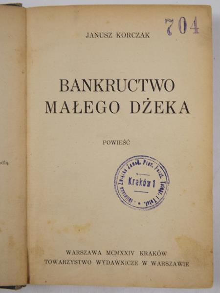 Bankructwo małego Dżeka, 1924r.