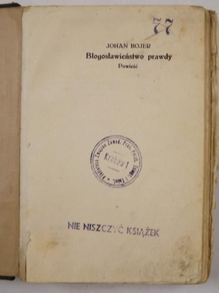 Błogosławieństwo prawdy, 1923 r.