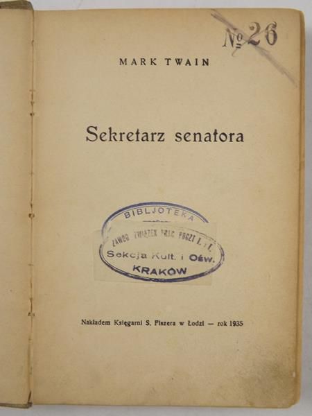 Sekretarz senatora, 1935 r.