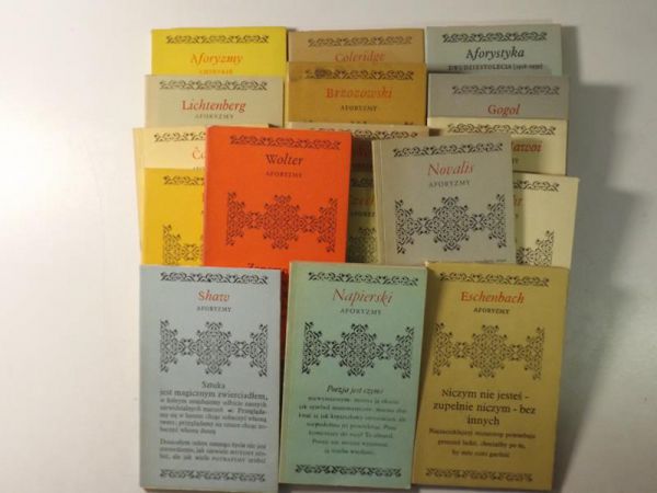 Shaw,Napierski, Wolter, Eschenbach, Novalis, Brecht, Aliszer Nawoi, Gogol, Kraus, Capek, Lichtenberg, Czechow , Irzykowski, Brzozowski, Konfucjusz, Coleridge, Świętochowski - Aforyzmy, 17 tomów