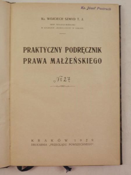 Praktyczny podręcznik prawa małżeńskiego, 1929 r.