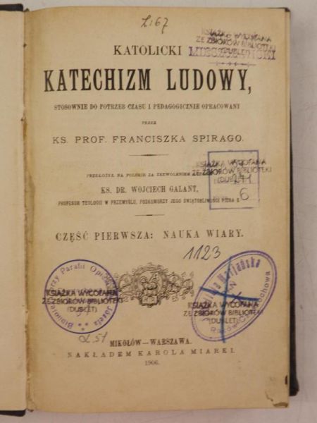 Katolicki Katechizm Ludowy Część I, 1906 r.