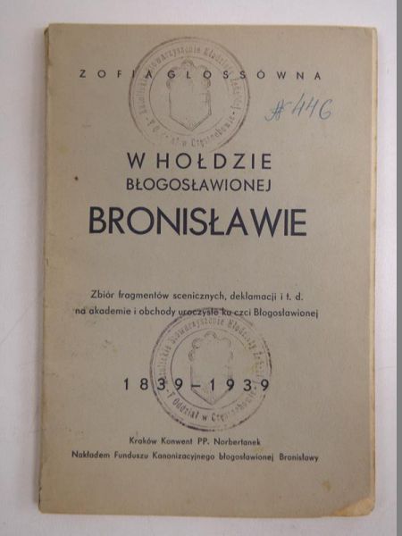 Glossówna Zofia - W hołdzie błogosławionej Bronisławie, 1938 r.