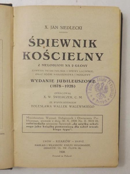 Śpiewnik Kościelny, 1928 r.