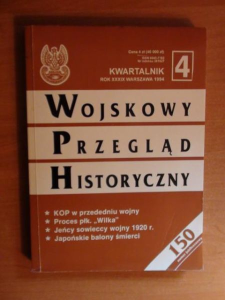 Wojskowy Przegląd Historyczny - kwartalnik 4 rok XXXIX 1994