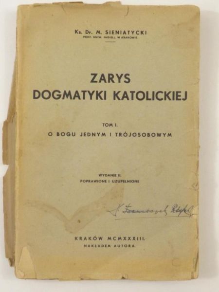Zarys dogmatyki katolickiej Tom I, 1933 r.