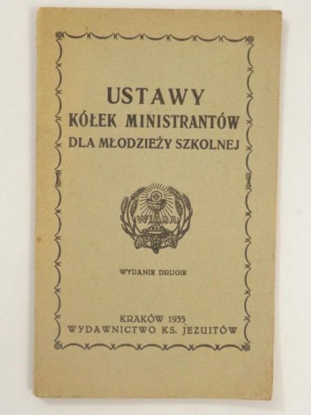 Ustawa kółek ministrantów dla młodzieży szkolnej, 1935 r.