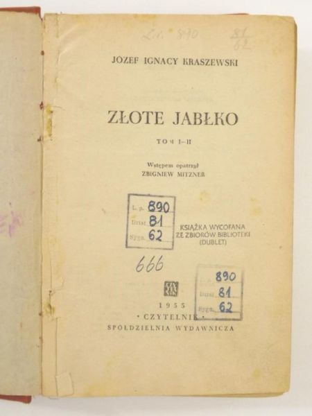Kraszewski Józef Ignacy - Złote jabłko, tom I-II
