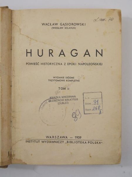 Huragan. Powieść historyczna z epoki napoleońskiej. T. II, 1939