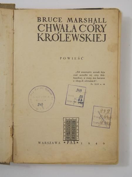 Chwała córy Królewskiej, 1949 r.
