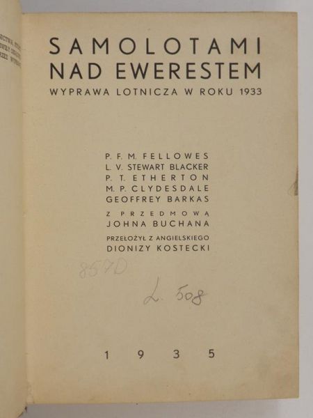 Samolotami nad Ewerestem, 1935 r.