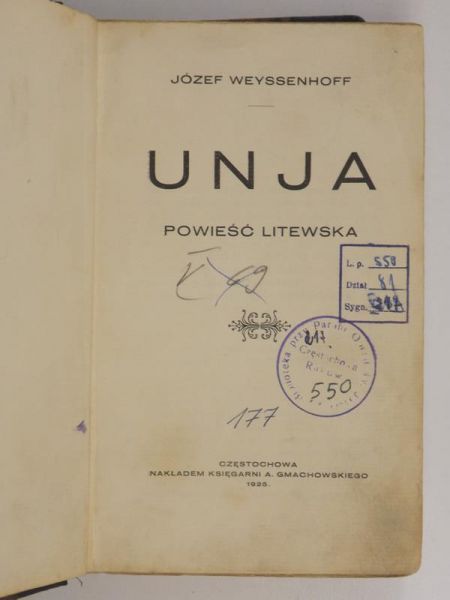 Unja. Powieść Litewska, 1925 r.
