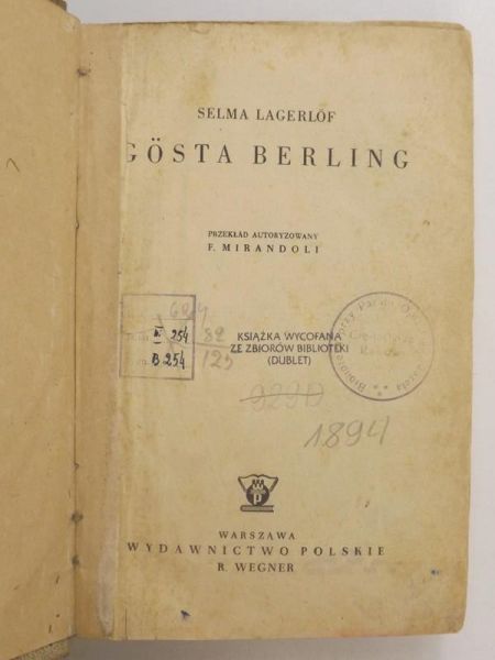 Lagerlof Selma - Gosta Berling, 1948 r.