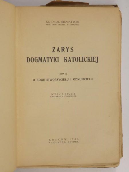 Zarys dogmatyki katolickiej, Tom II, 1934 r.