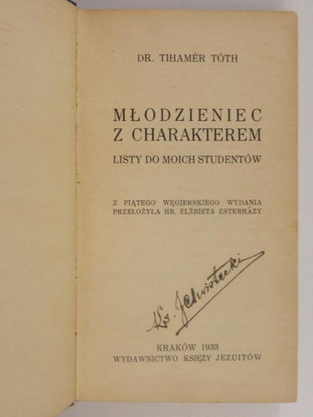 Toth Tihamer - Młodzieniec z charakterem, 1933 r.