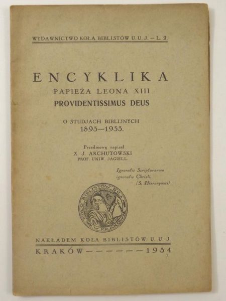 Encyklika Papieża a . Providentissimus Deus, 1934 r.