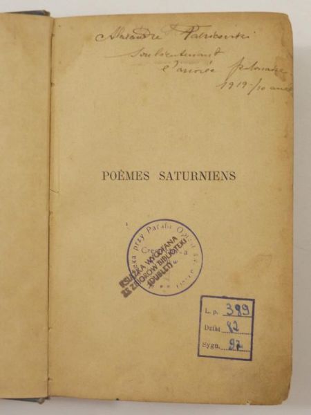 Poemes saturniens, ok 1900 r.