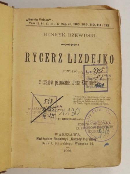 Rycerz Lizdejko, 1900 r.